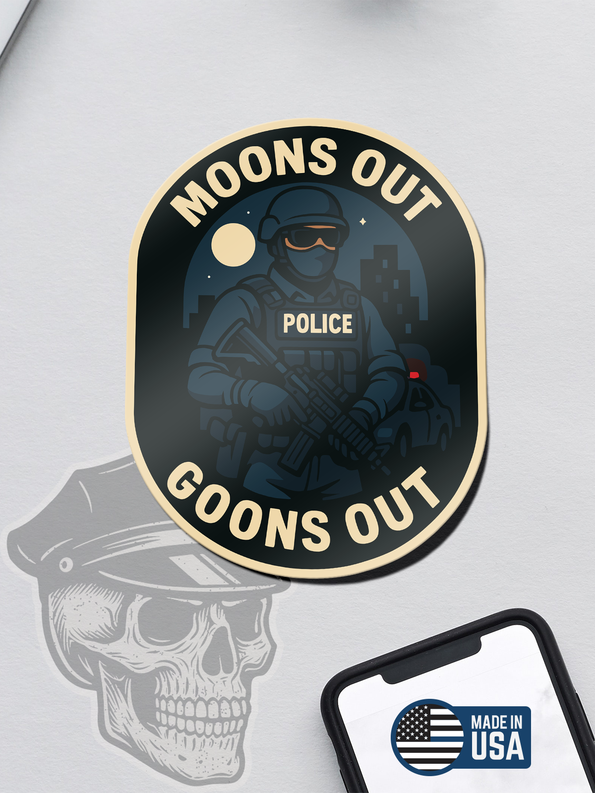 Moons Out Goons Out (Police) V2 Sticker